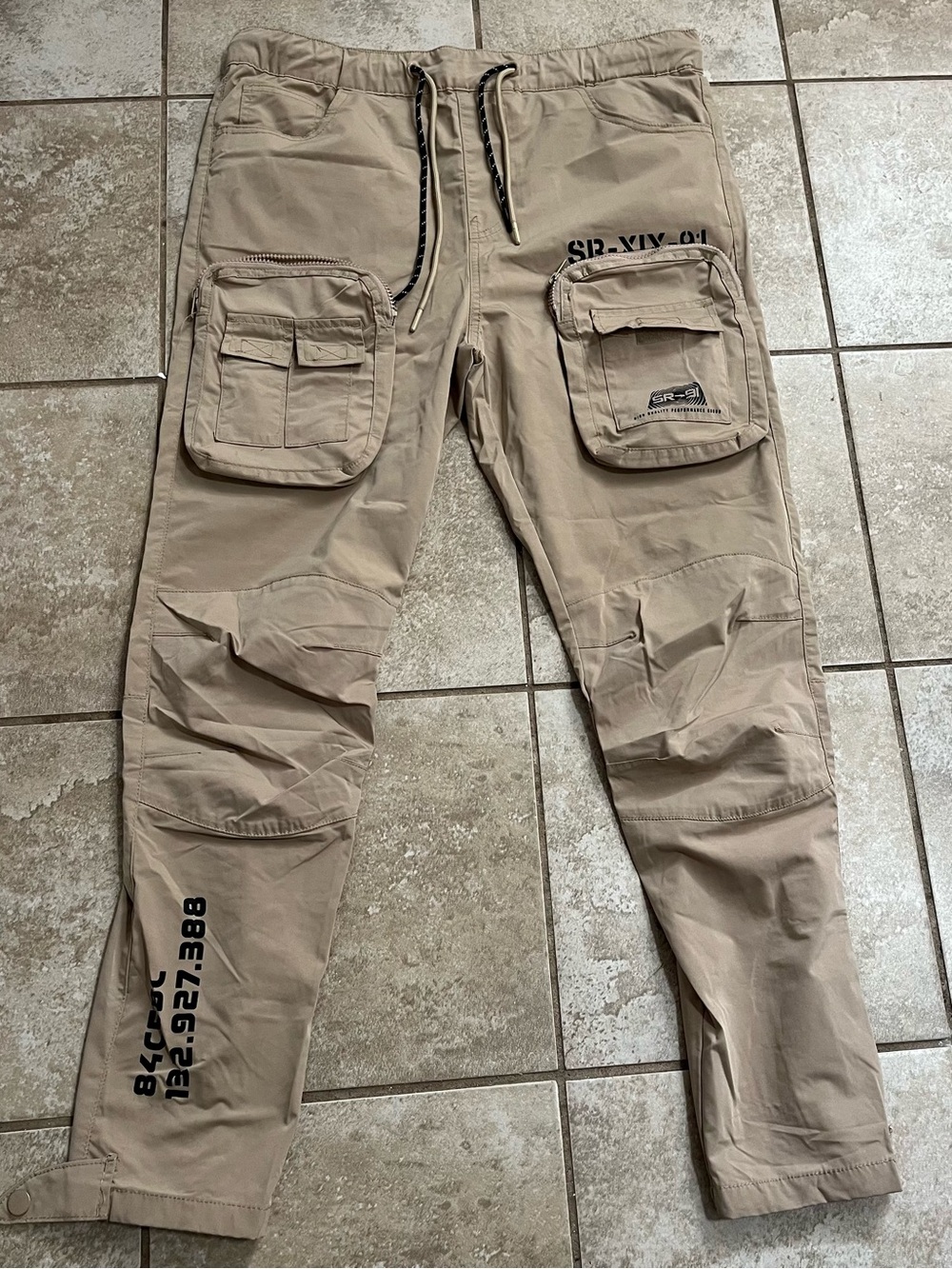 Smoke Rise Cargo Pants Men’s L Khaki Utility Multi Pocket Streetwear